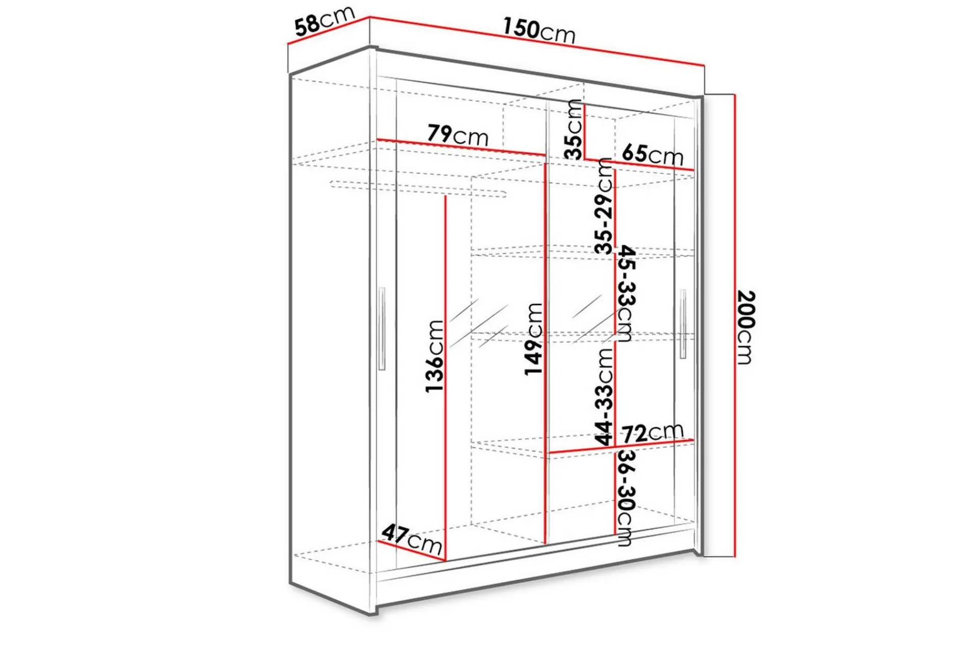 Garderober & Garderobesystem-Leila Garderobe 150 cm Skyvedører Speil tre