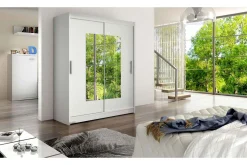 Garderober & Garderobesystem-Leila Garderobe Skyvedører Smaltt Firekantet Speil Hvit