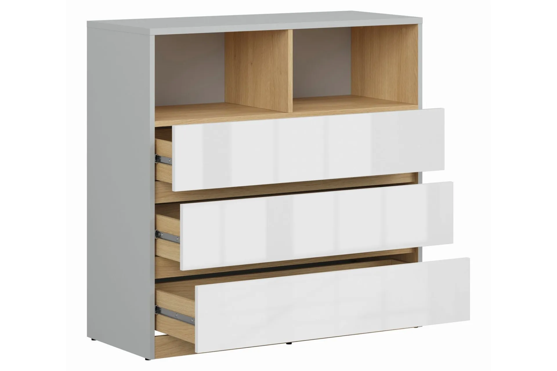 Kommode-Leokkol Kommode 90 cm Tre/Natur,Hvit,Lysegrå