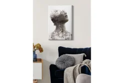 Lerretsbilder|Lerretsbilder-Lerretsbilde - Abstrakt portrett med fragmentert ansiktsstruktur Flerfarget