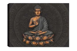 Lerretsbilde - Buddha i meditasjonsposisjon på en lotusblomst