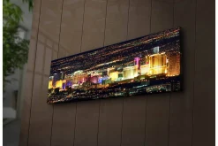 Lerretsbilder|Lerretsbilder-Lerretsbilde med LED-belysning 30x90 cm - Lys utsikt over Las Vegas skyline om natten Flerfärgad