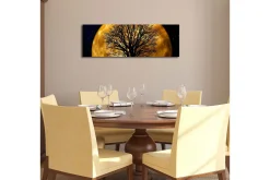 Lerretsbilde med LED-belysning 30x90 cm - Atmosfærisk motiv av en måne bak en silhuett av et tre