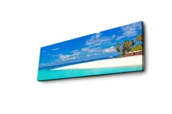 Lerretsbilder|Lerretsbilder-Lerretsbilde med LED-belysning 30x90 cm - Paradisstrand med turkis vann og palmer Flerfärgad