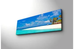 Lerretsbilder|Lerretsbilder-Lerretsbilde med LED-belysning 30x90 cm - Paradisstrand med turkis vann og palmer Flerfärgad
