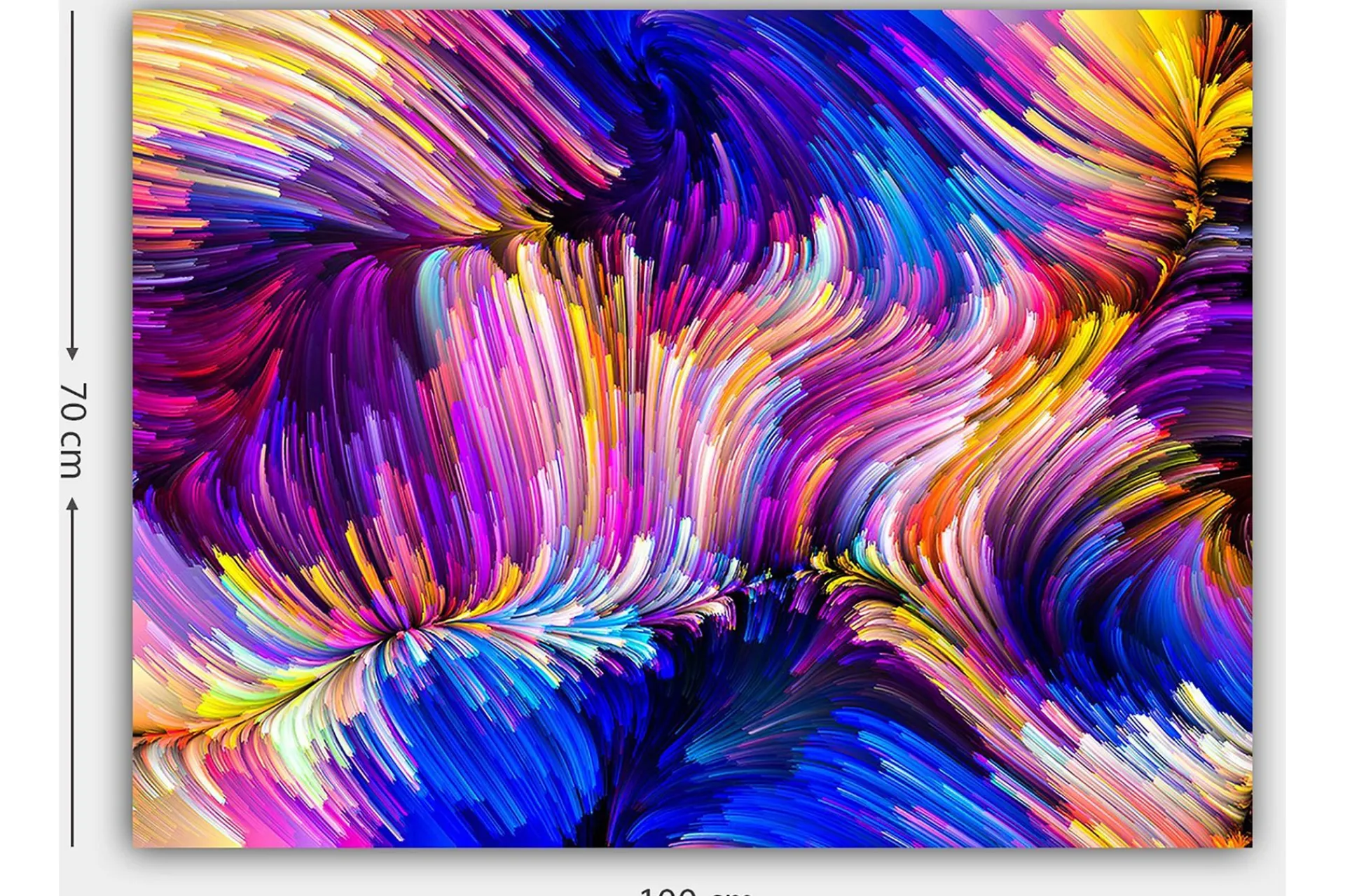 Lerretsbilde 70x100 cm - Abstrakt fargerik komposisjon med feiende linjer og former