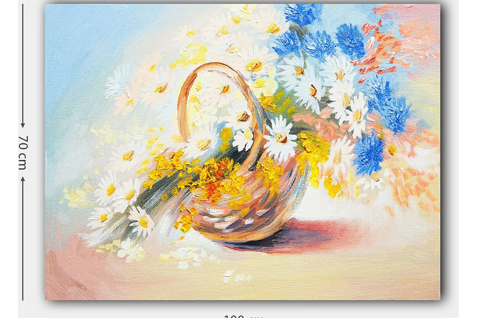 Lerretsbilde 70x100 cm - Kurv fylt med fargerike blomster