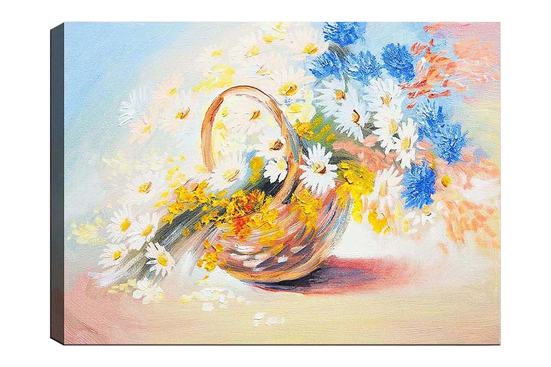 Lerretsbilde 70x100 cm - Kurv fylt med fargerike blomster