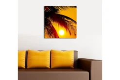 Lerretsbilder|Lerretsbilder-Lerretsbilde 45x45 cm - Solnedgang bak palmer Flerfärgad