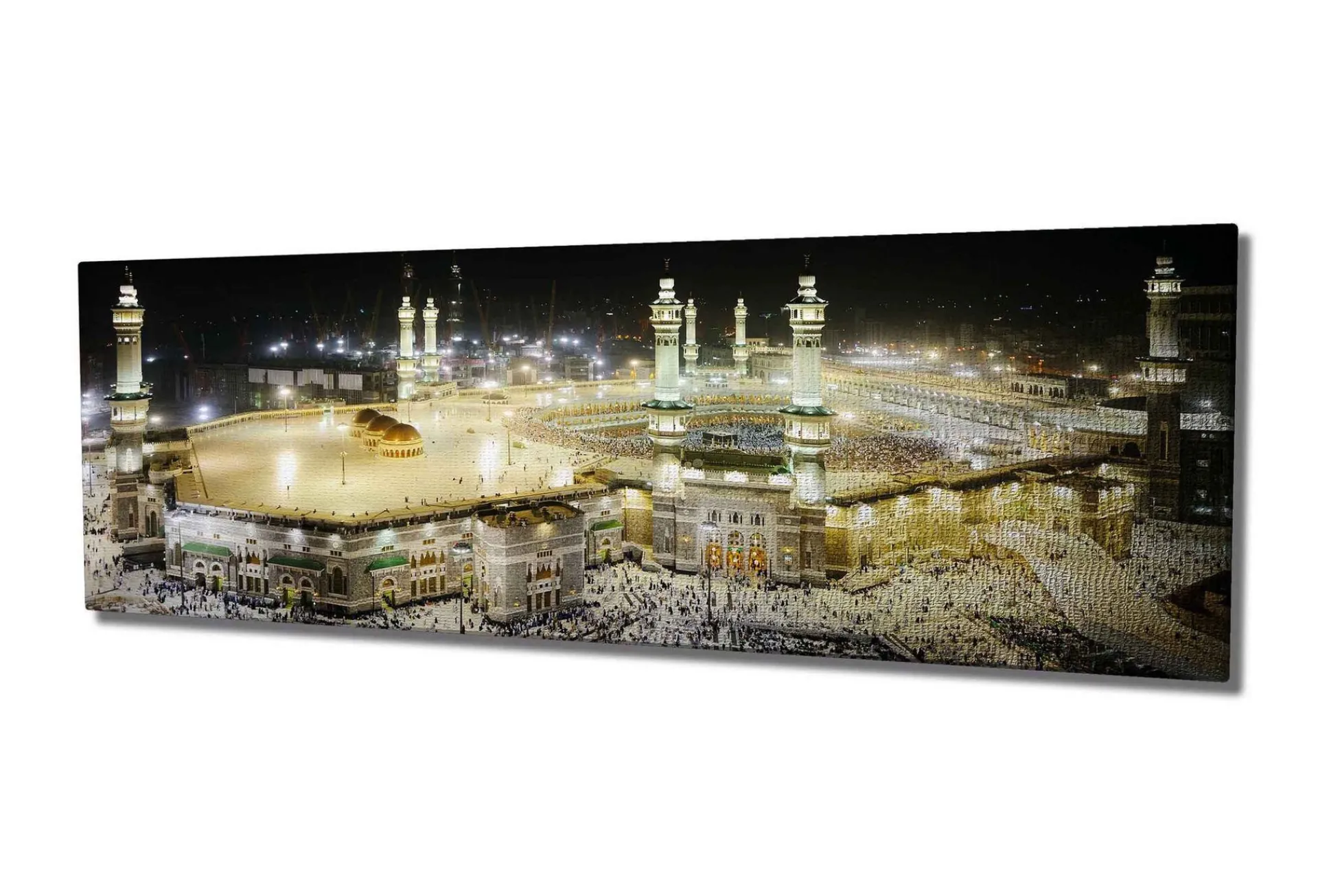 Lerretsbilde 80x30 cm - Storslått utsikt over det hellige stedet i Mekka i nattlys