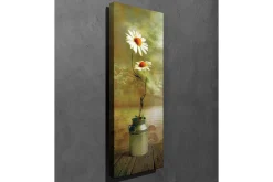 Lerretsbilde 30x80 cm - To tusenfryd i en melkekanne