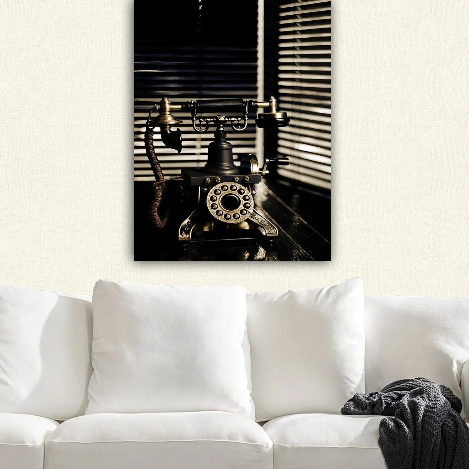 Lerretsbilder|Lerretsbilder-Lerretsbilde 70x100 cm - Vintage telefon med metalldetaljer og et elegant design Flerfärgad