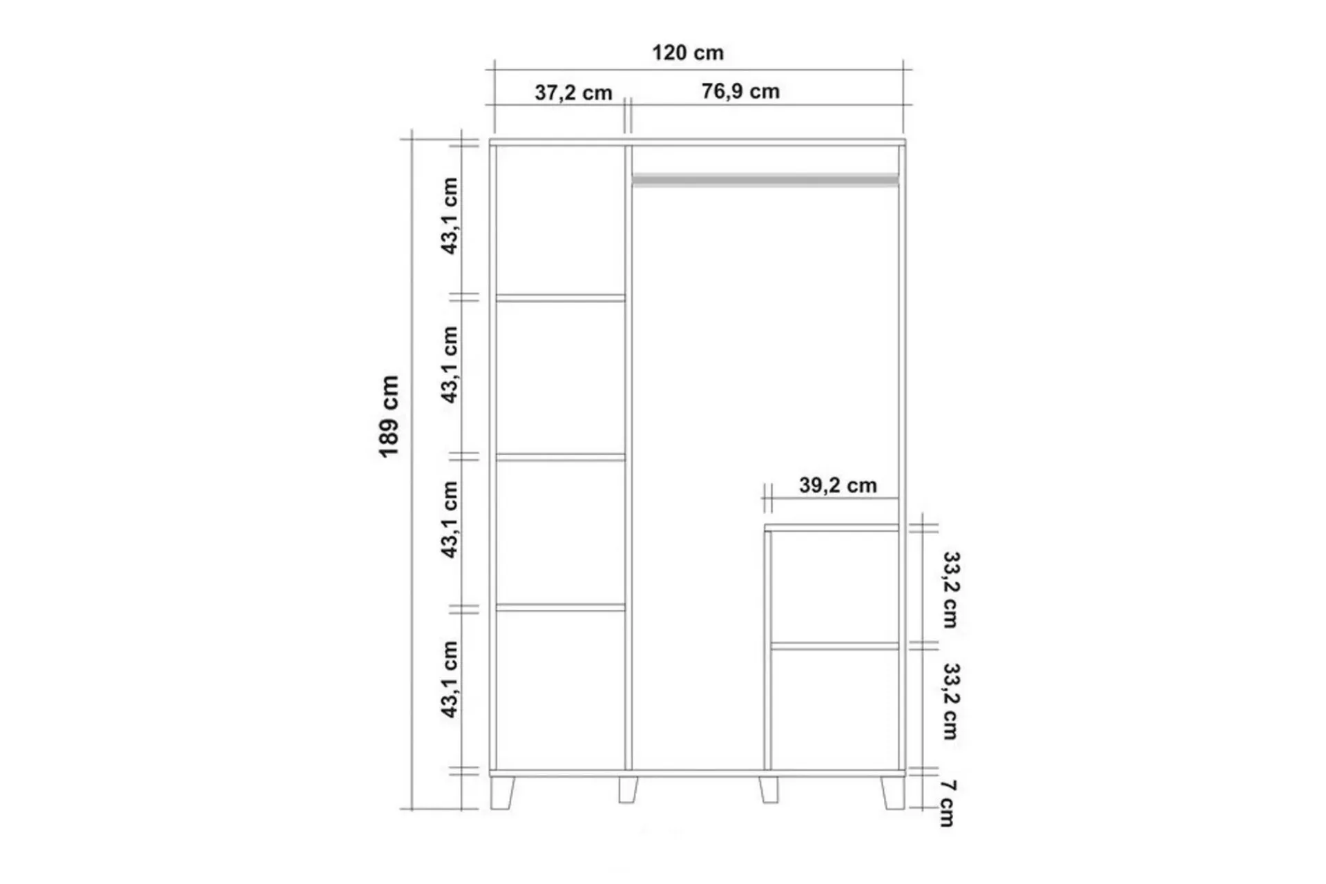 Garderober & Garderobesystem-Leva Garderobe 120x189 cm Brun/Hvit Brun/Hvit/Grønn