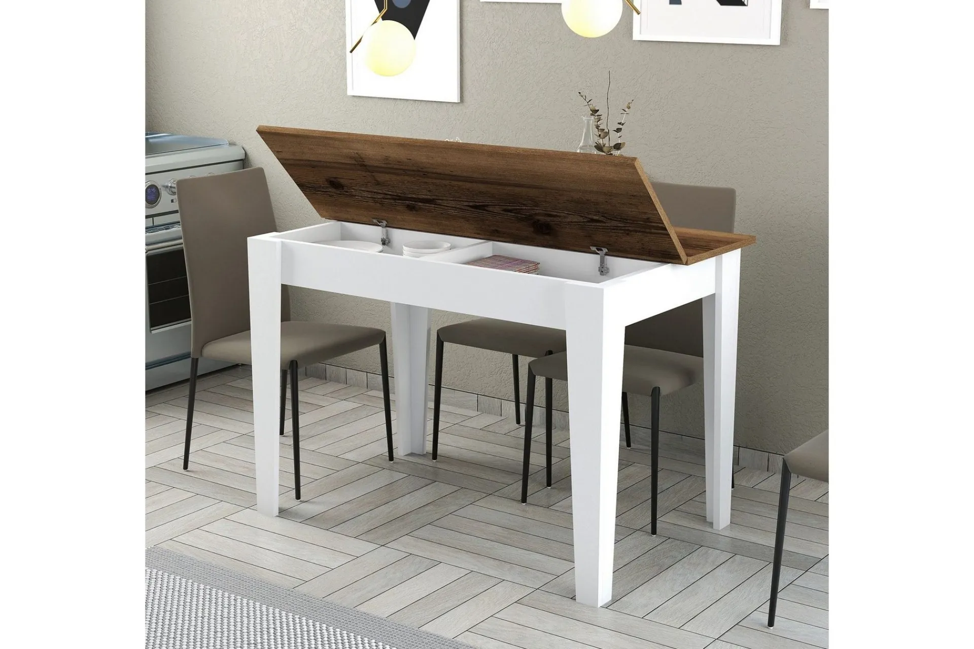 Spisebord & Kjøkkenbord-Levents Spisebord 110x72 cm Brun/Hvit Mörkbrun/Vit