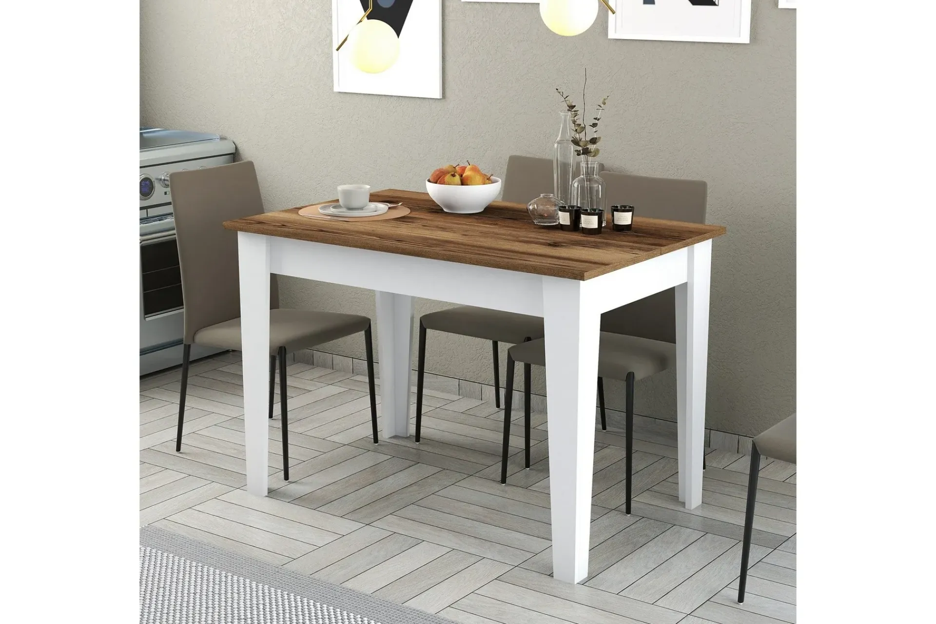 Spisebord & Kjøkkenbord-Levents Spisebord 110x72 cm Brun/Hvit Mörkbrun/Vit