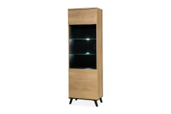 Vitrineskap|Skap-Lewa Vitrineskap 40x61 cm LED-belysning Svart,Tre/Natur