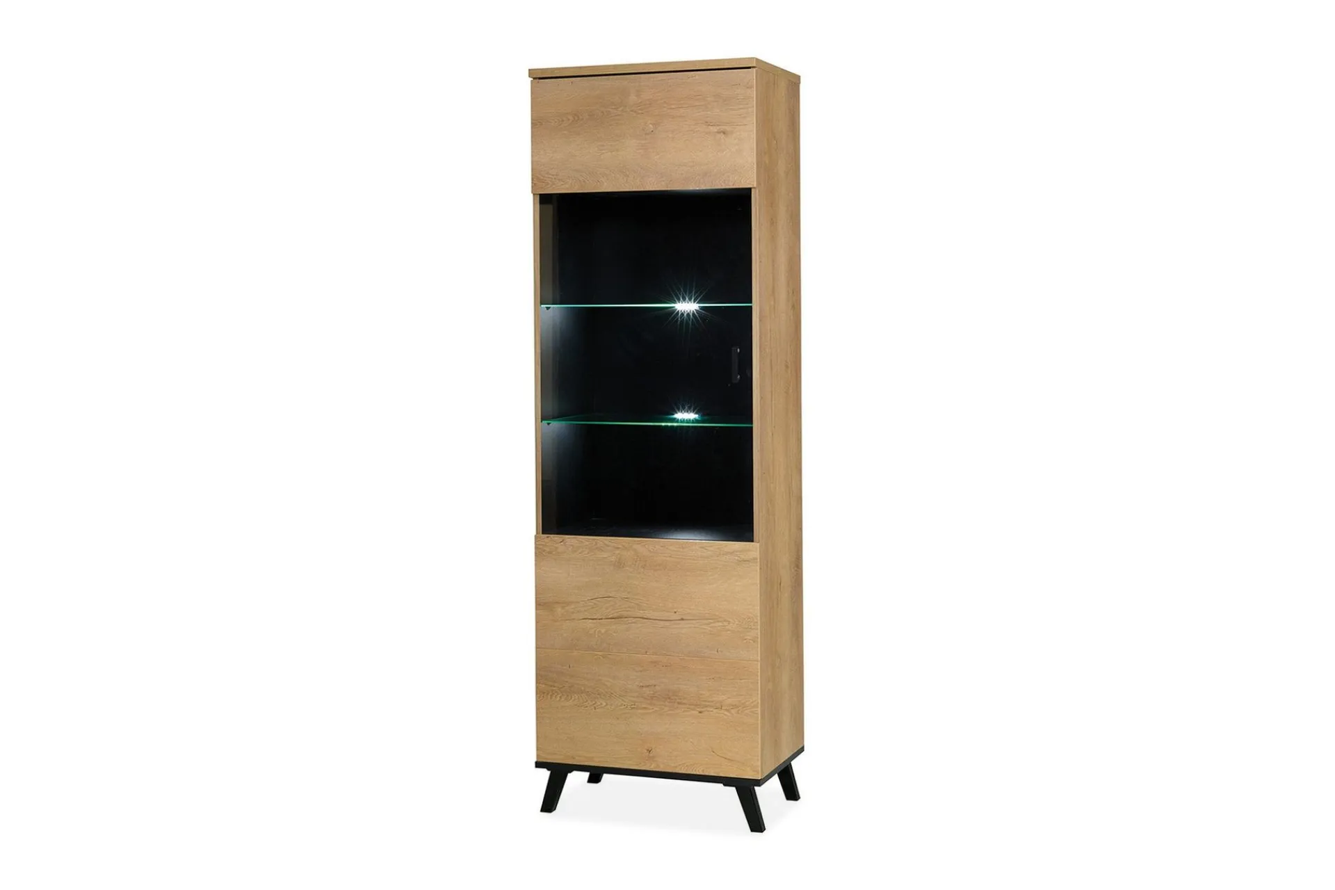 Vitrineskap|Skap-Lewa Vitrineskap 40x61 cm LED-belysning Svart,Tre/Natur