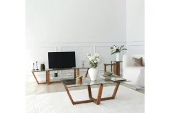 Avlastningsbord|Sofabord-Liepene Settbord 50x40x50 cm Rundt Brun