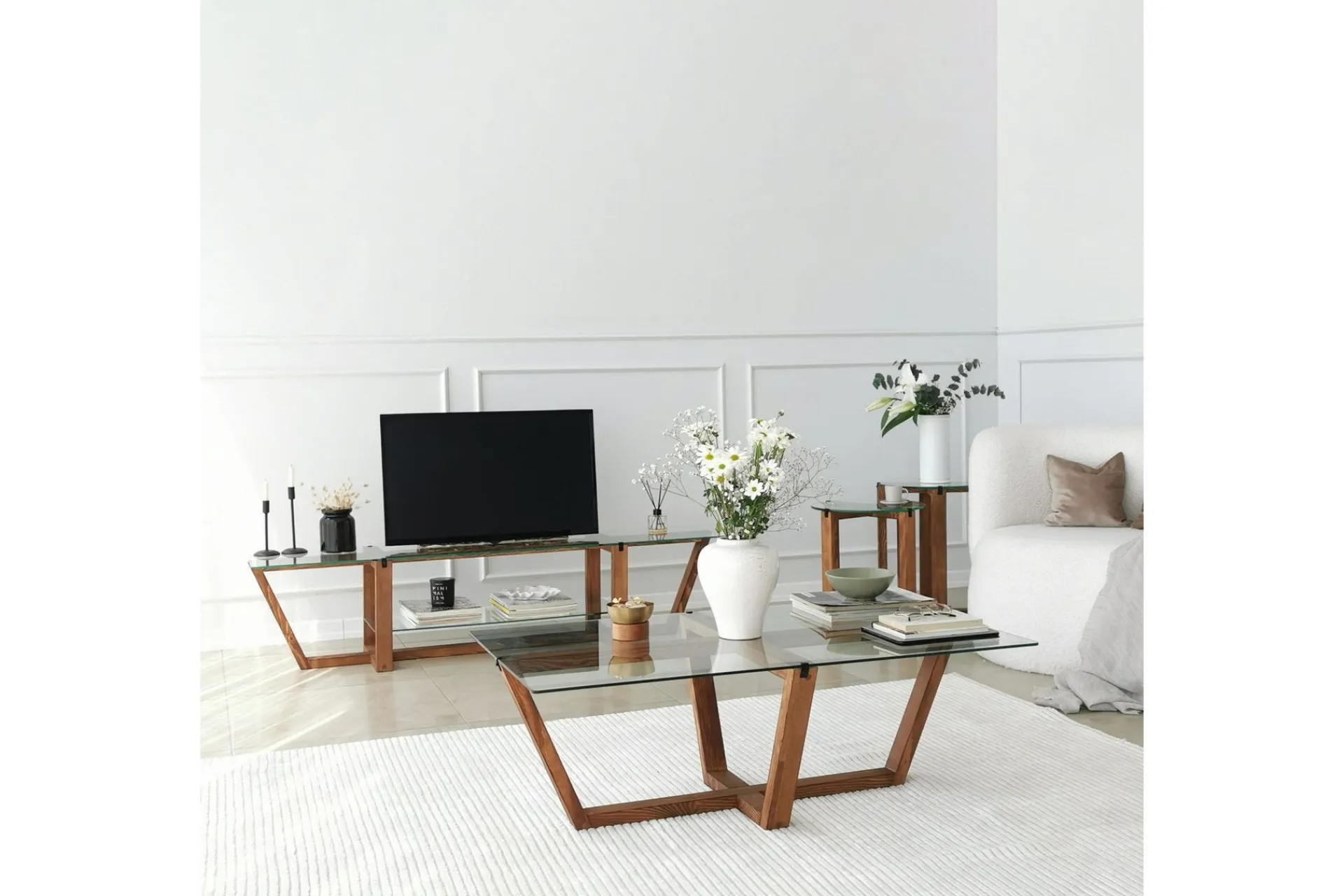 Avlastningsbord|Sofabord-Liepene Settbord 50x40x50 cm Rundt Brun
