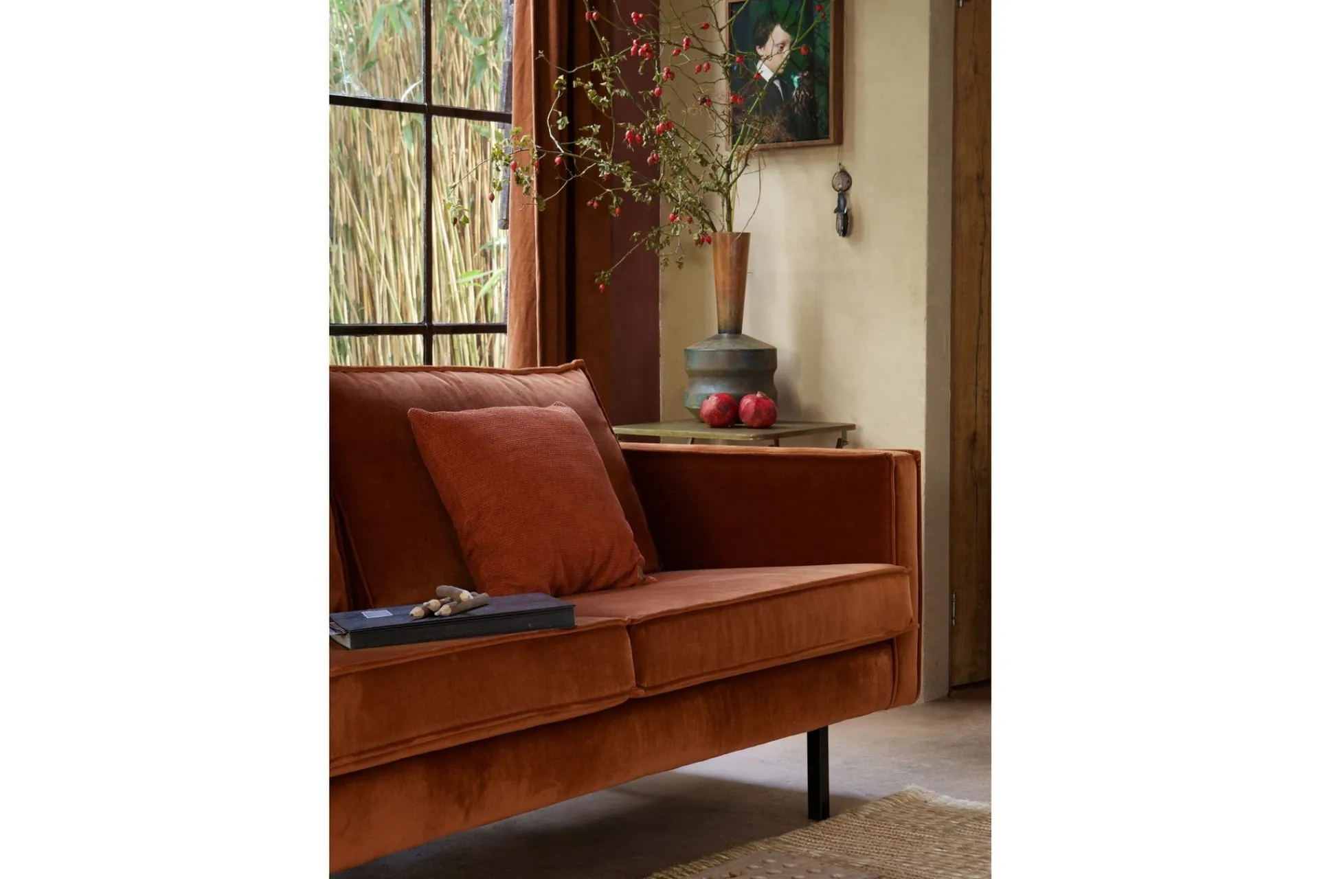 WOOOD 2 Seter Sofa-Lissbon 2,5-seters Fløyelssofa Rust