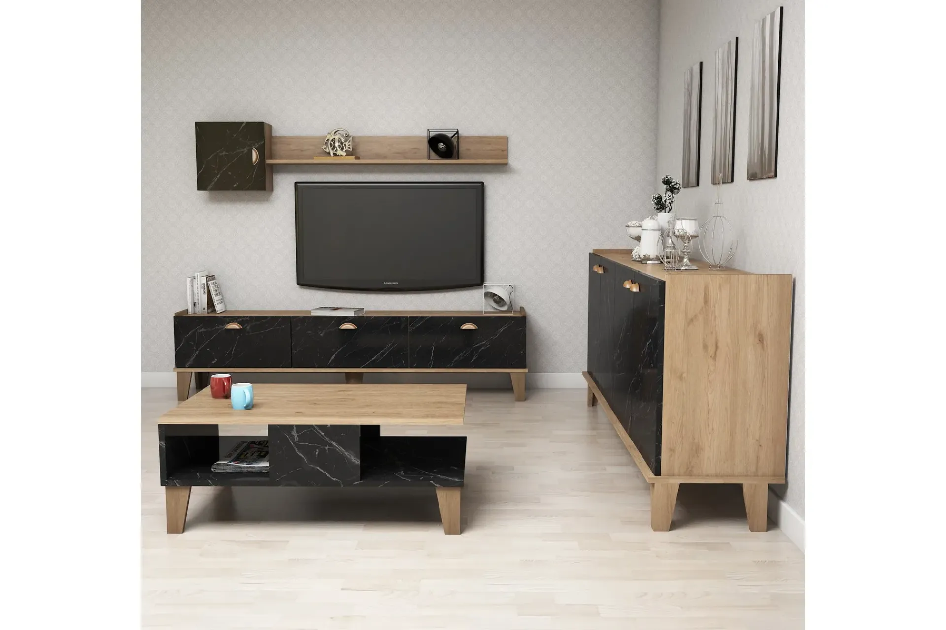 Living Room Furniture Set Eik|Marmor