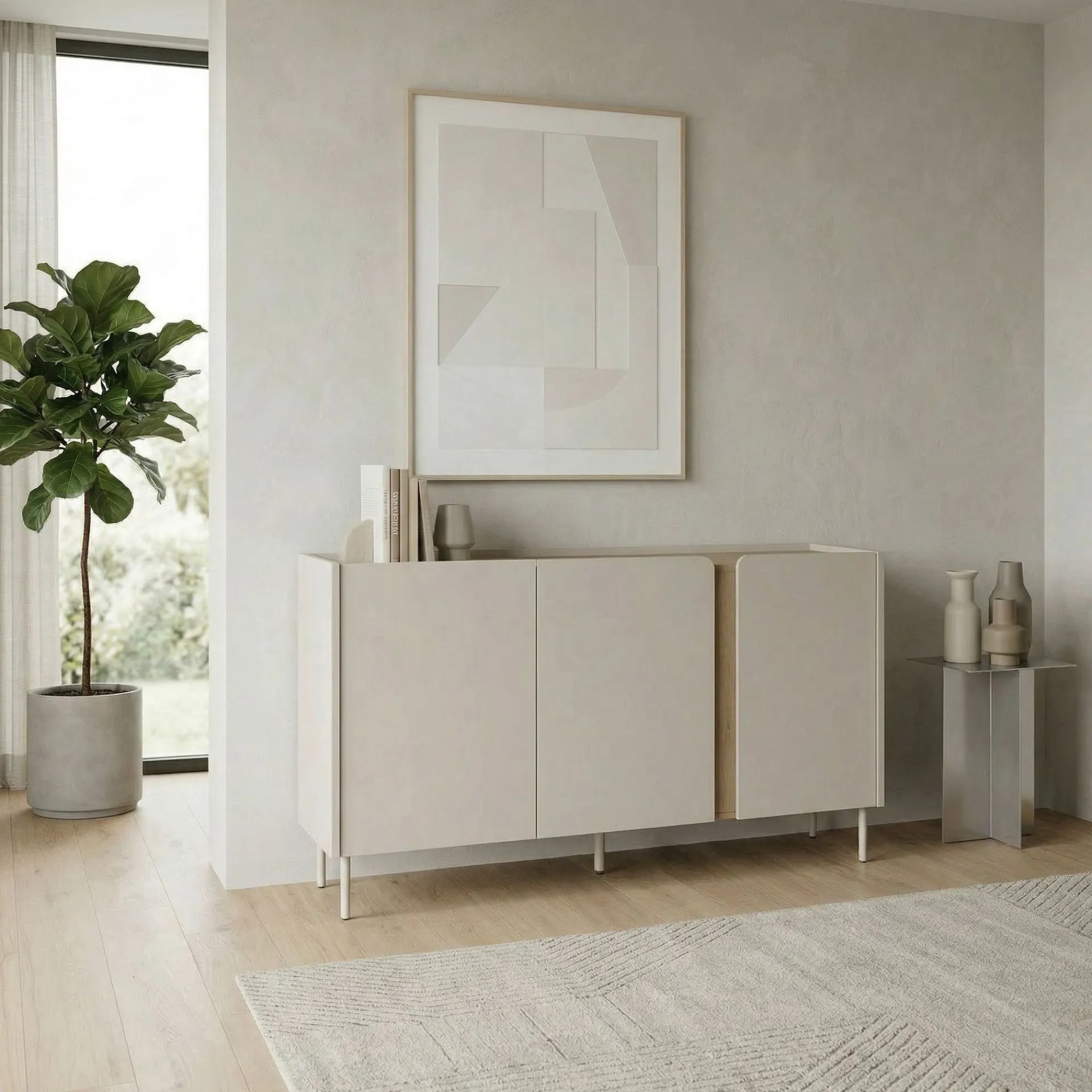 Sideboard & Skjenker-Lomar Konsoll 150x82,9x40,5 cm Sandstein Naturlig eik