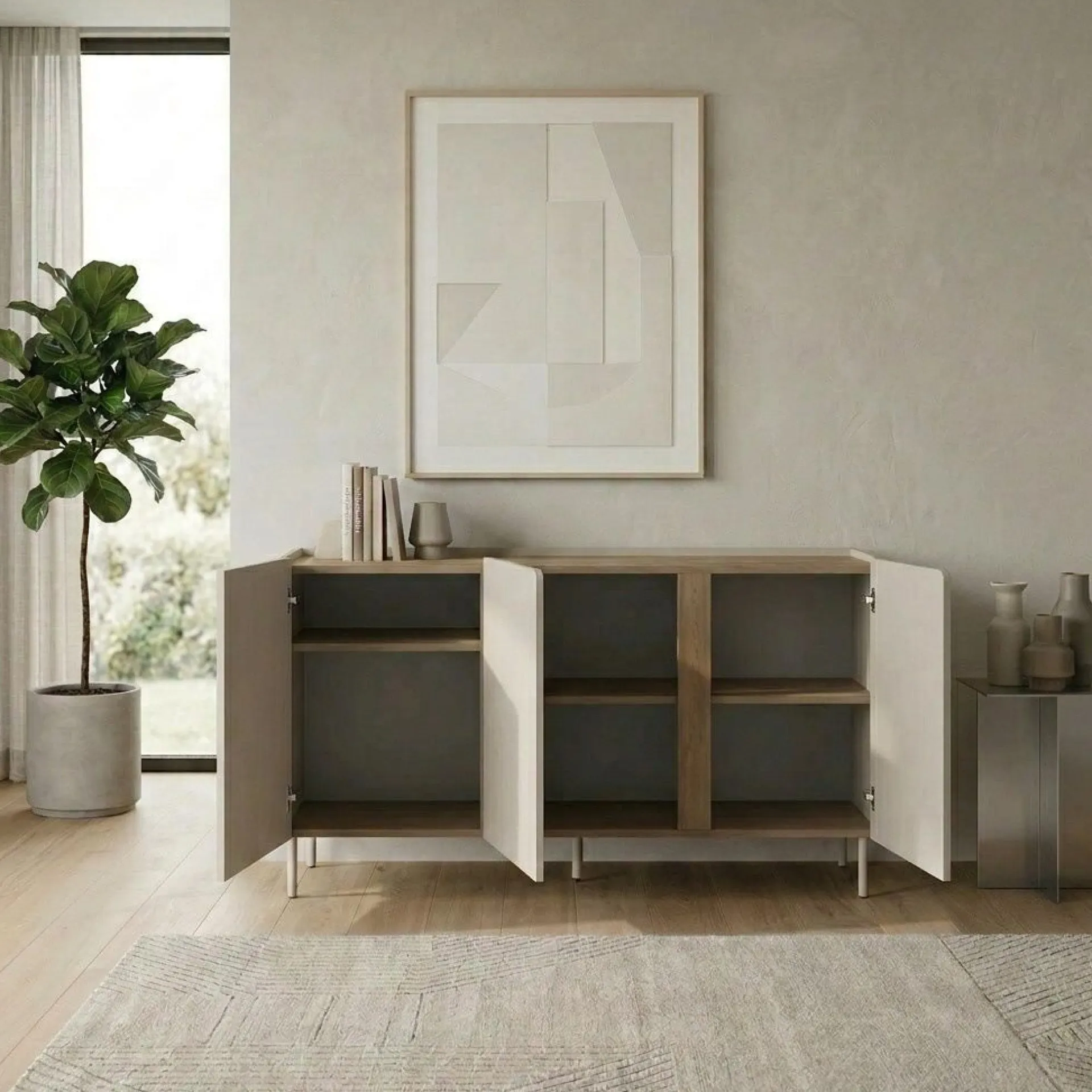 Sideboard & Skjenker-Lomar Konsoll 150x82,9x40,5 cm Sandstein Naturlig eik