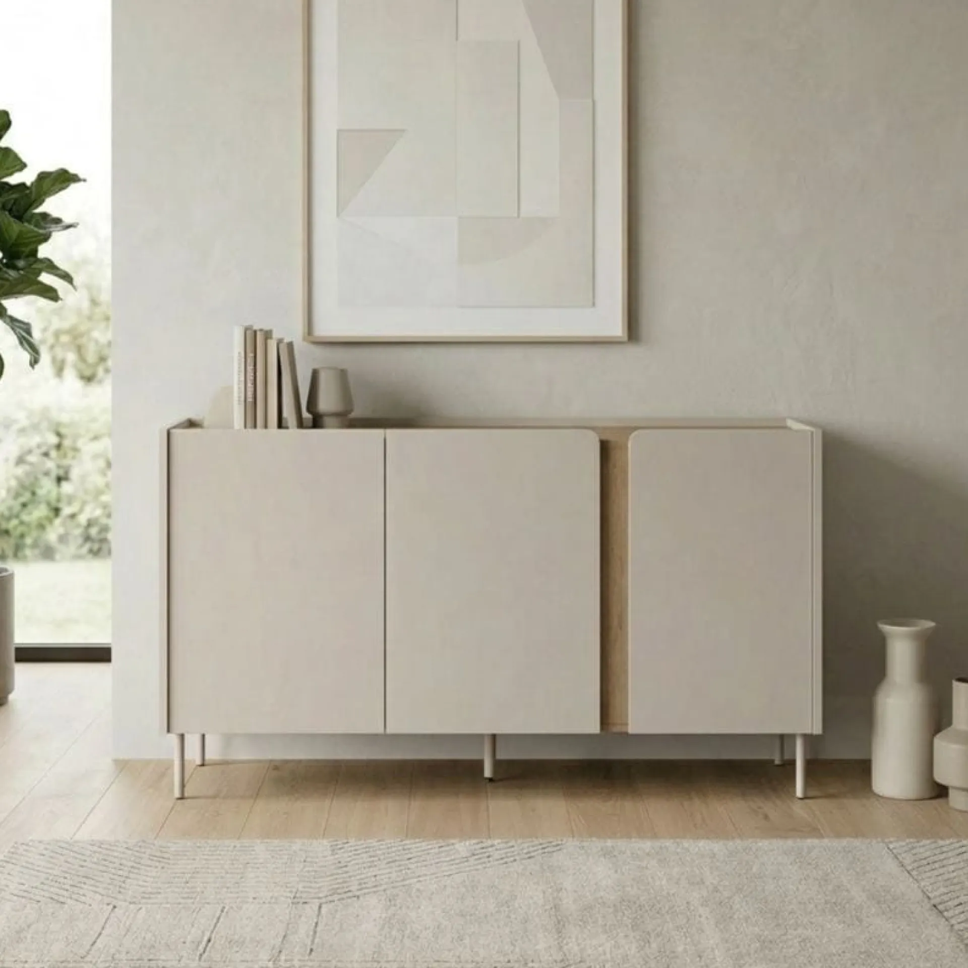 Sideboard & Skjenker-Lomar Konsoll 150x82,9x40,5 cm Sandstein Naturlig eik