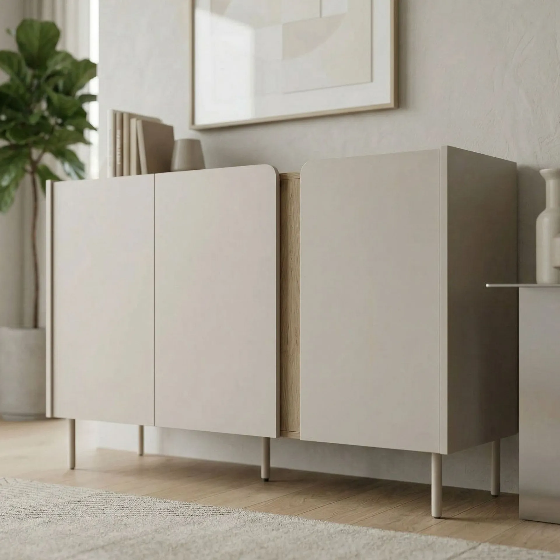 Sideboard & Skjenker-Lomar Konsoll 150x82,9x40,5 cm Sandstein Naturlig eik