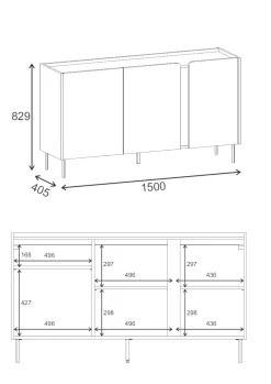 Sideboard & Skjenker-Lomar Konsoll 150x82,9x40,5 cm Sandstein Naturlig eik