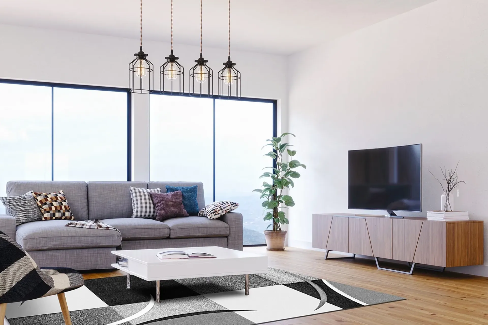 KM Home Moderne Tepper-London Patch Friezematte 200x290 Svart