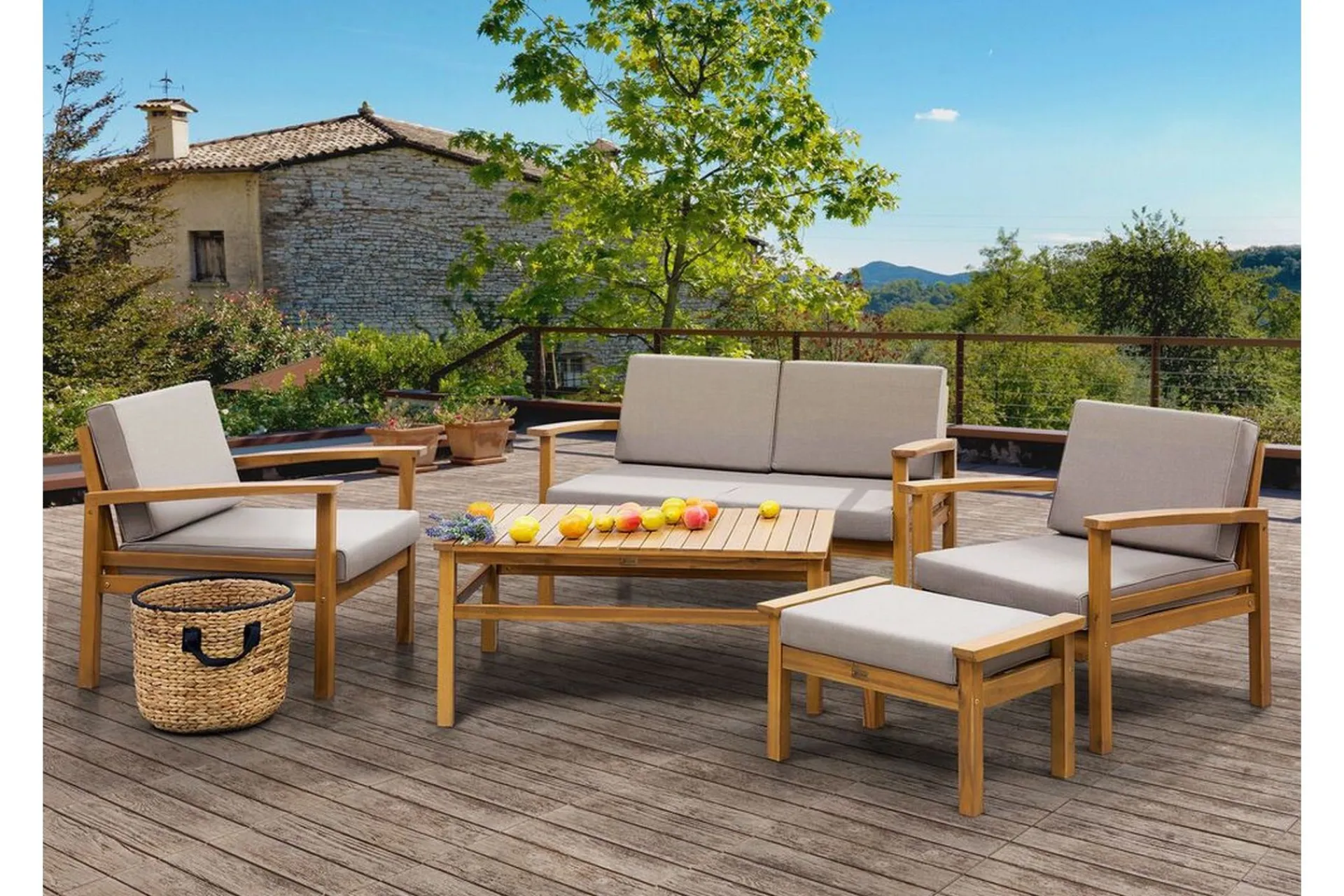 Veranda & Terrasse|Loungesett-Loungegruppe akasie MANILA Tre/Natur
