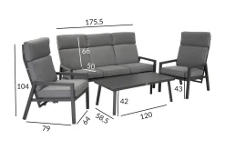 Veranda & Terrasse|Loungesett-Loungegruppe CASPER Grey