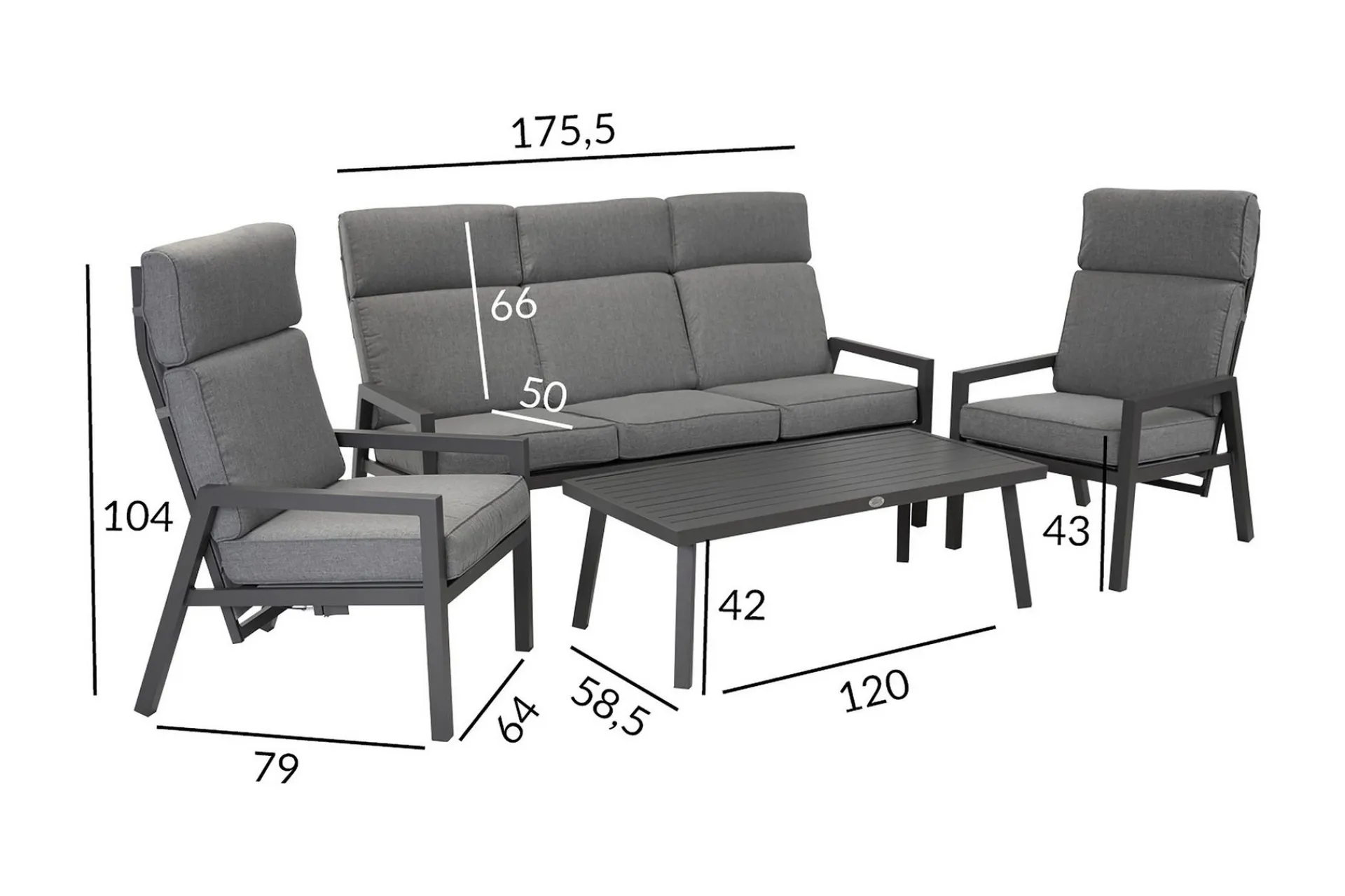 Veranda & Terrasse|Loungesett-Loungegruppe CASPER Grey