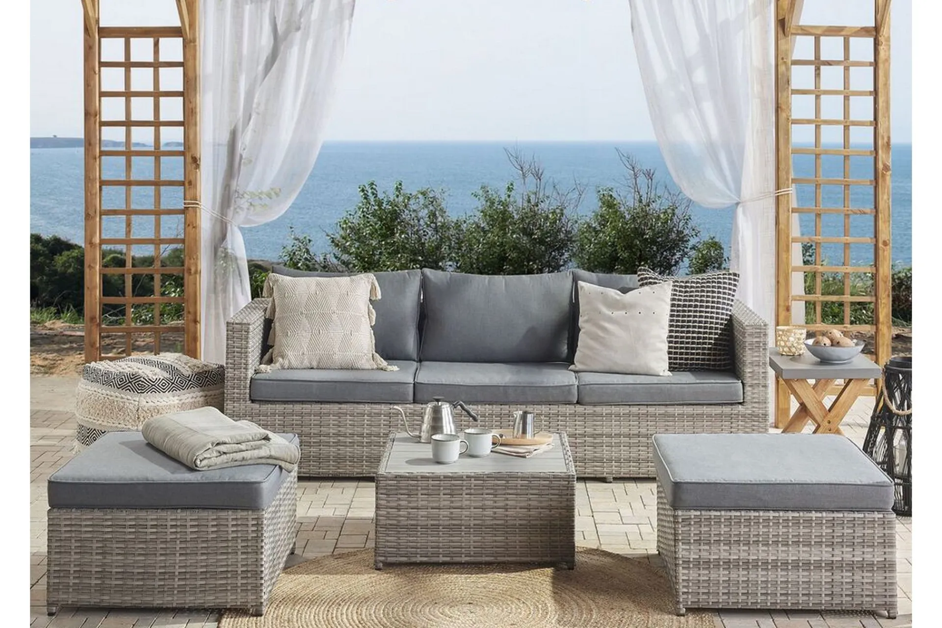 Veranda & Terrasse|Loungesett-Loungegruppe rødgrå SABBIA Grey