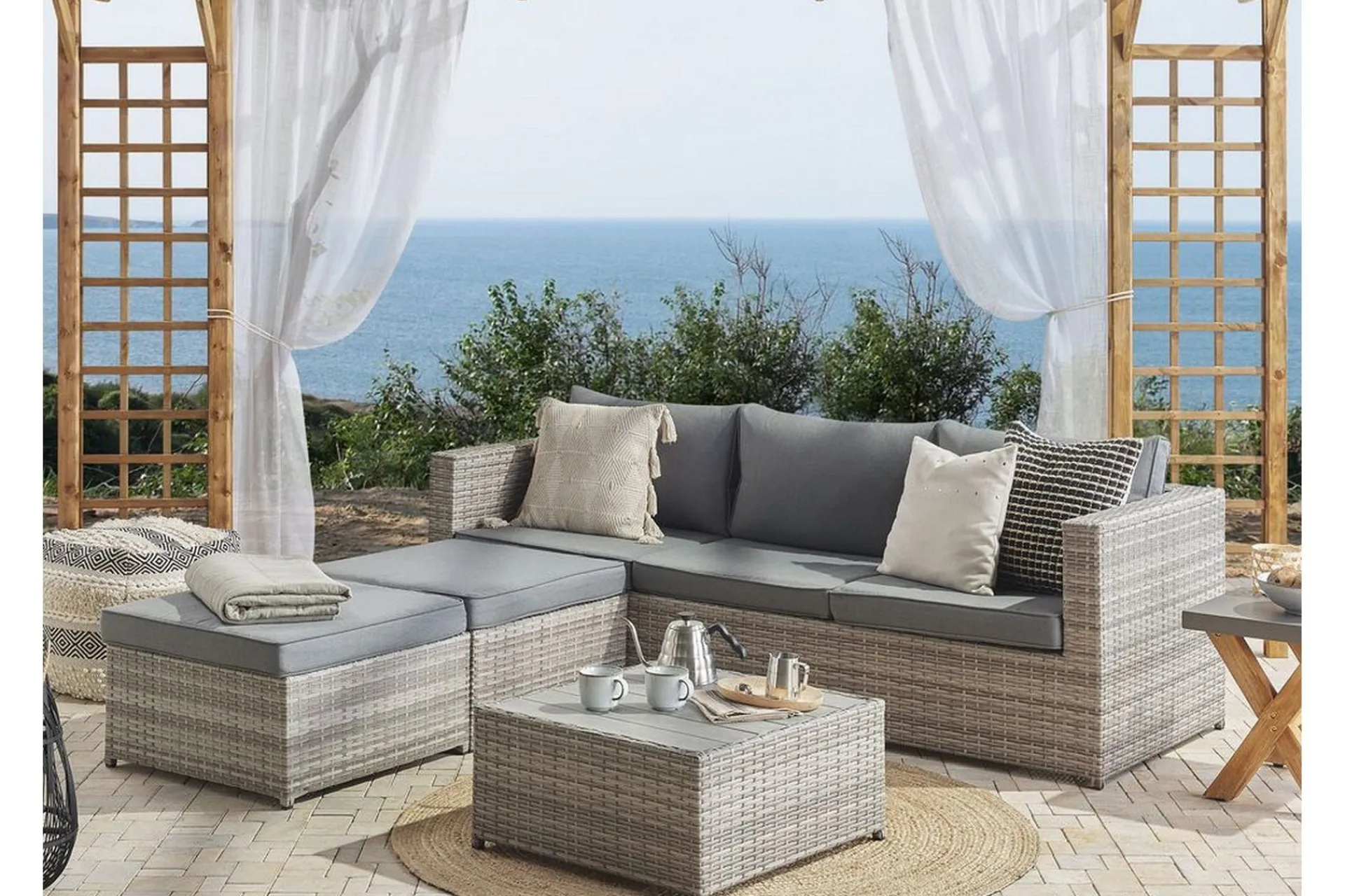 Veranda & Terrasse|Loungesett-Loungegruppe rødgrå SABBIA Grey