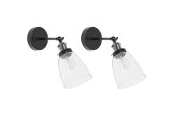 Nattbordslampe-Lovataia Vegglampe 2 stk E27 Svart