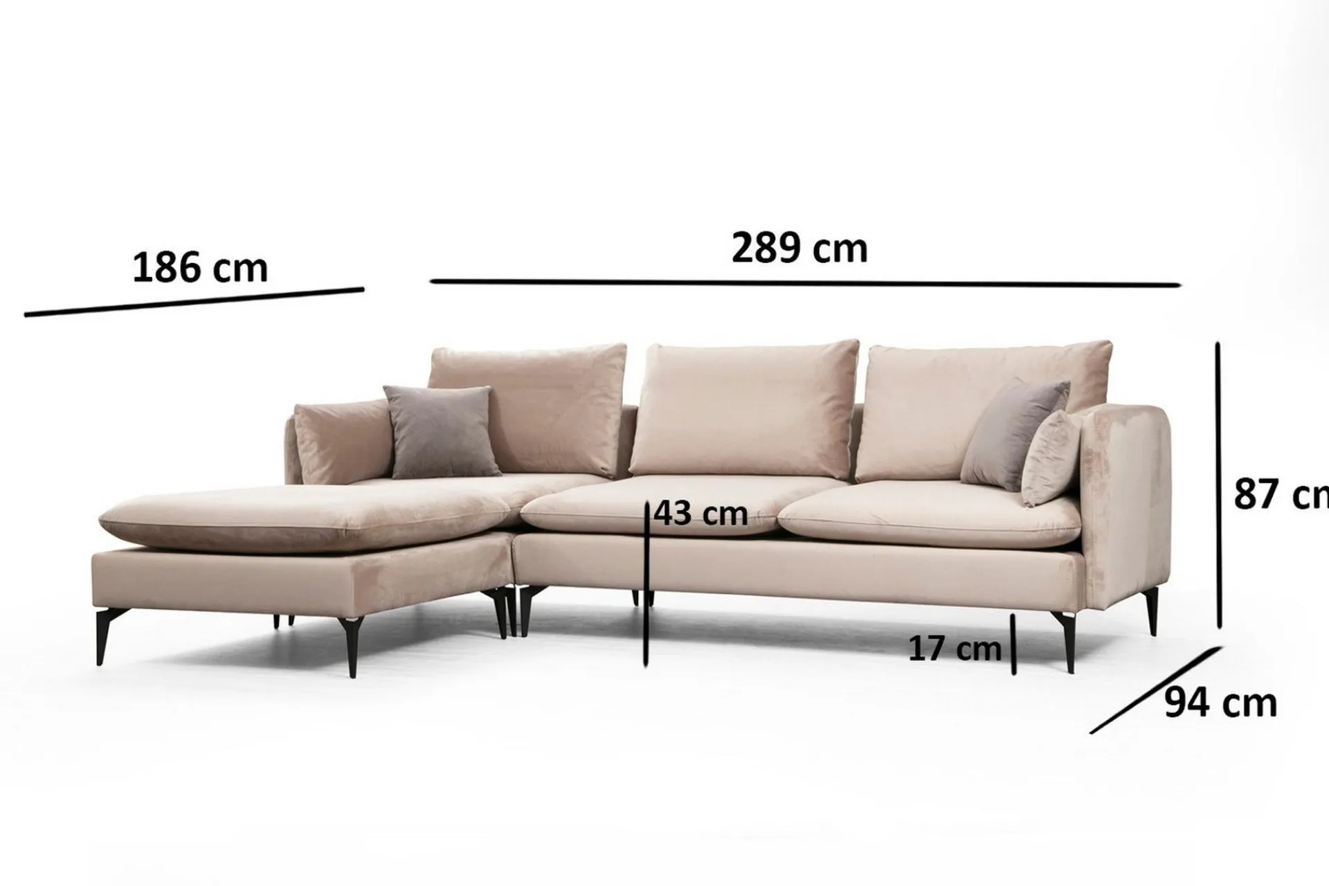 Sofa Med Sjeselong-Luces Divansofa Beige