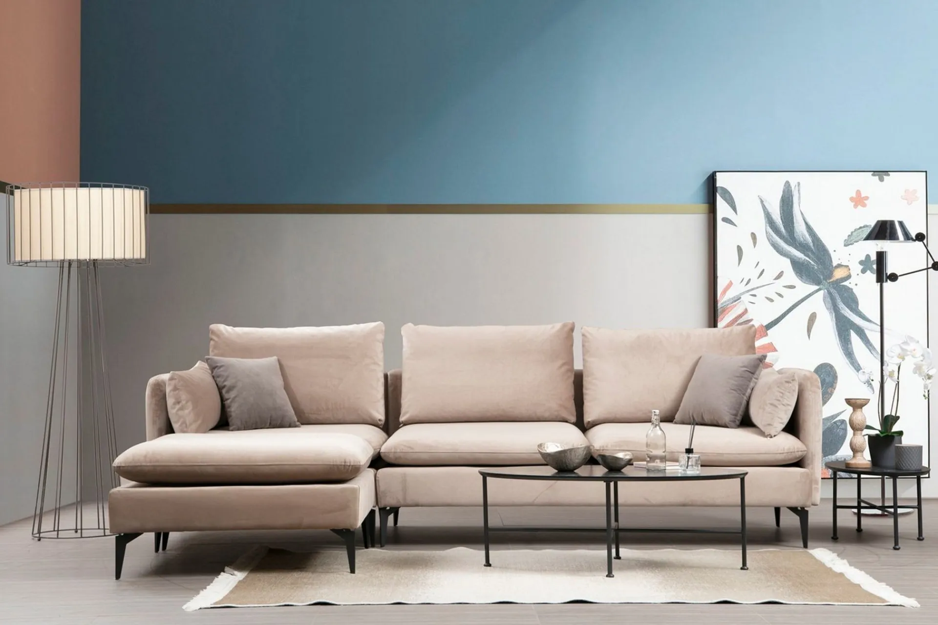 Sofa Med Sjeselong-Luces Divansofa Beige