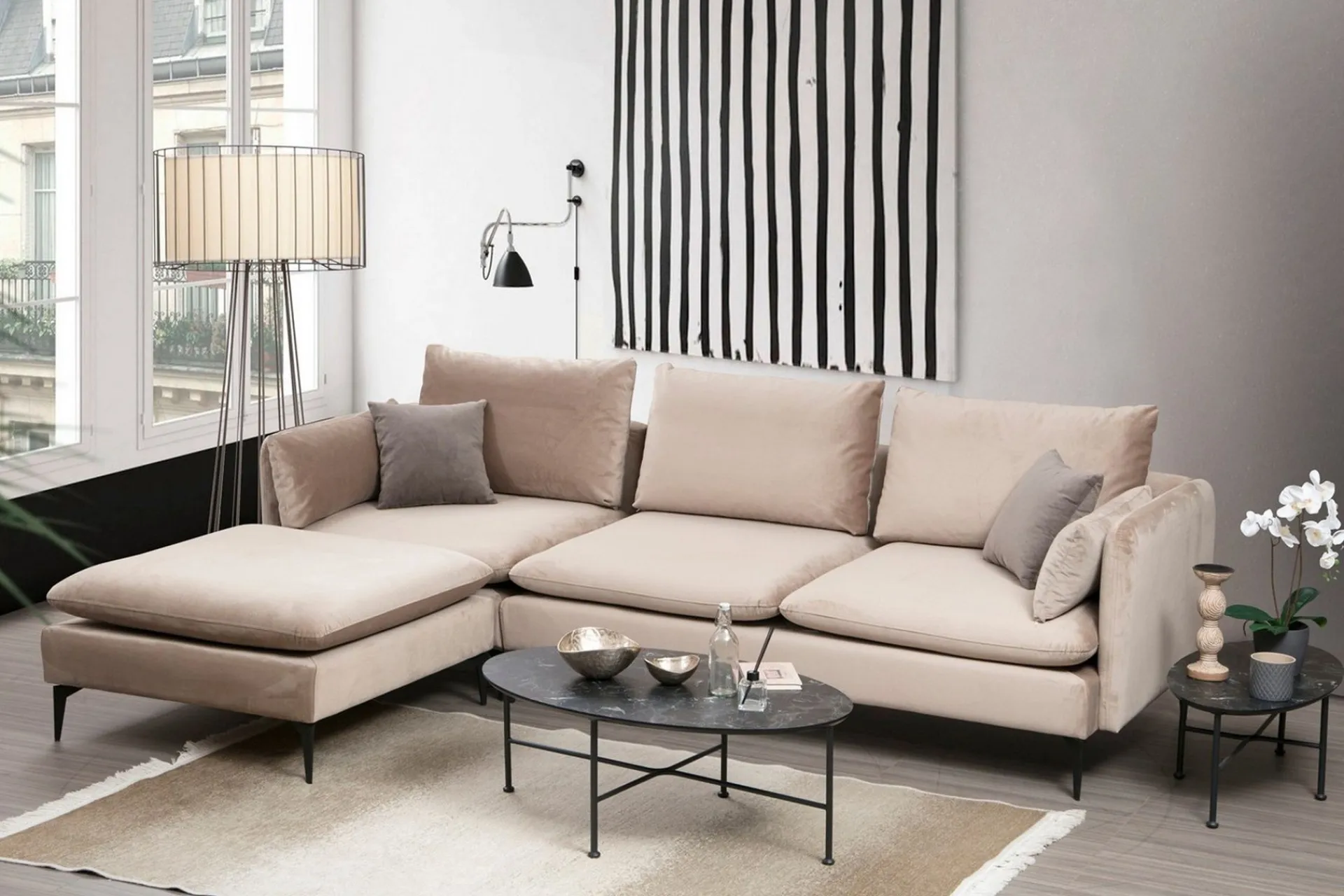 Sofa Med Sjeselong-Luces Divansofa Beige