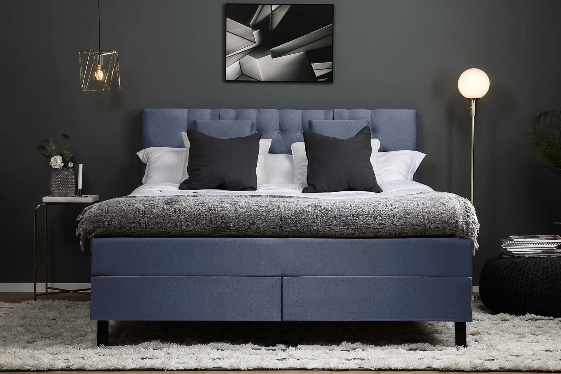 Bedly Lucky Komplett Sengepakke 180x200 Memory Diamant Sengegavl