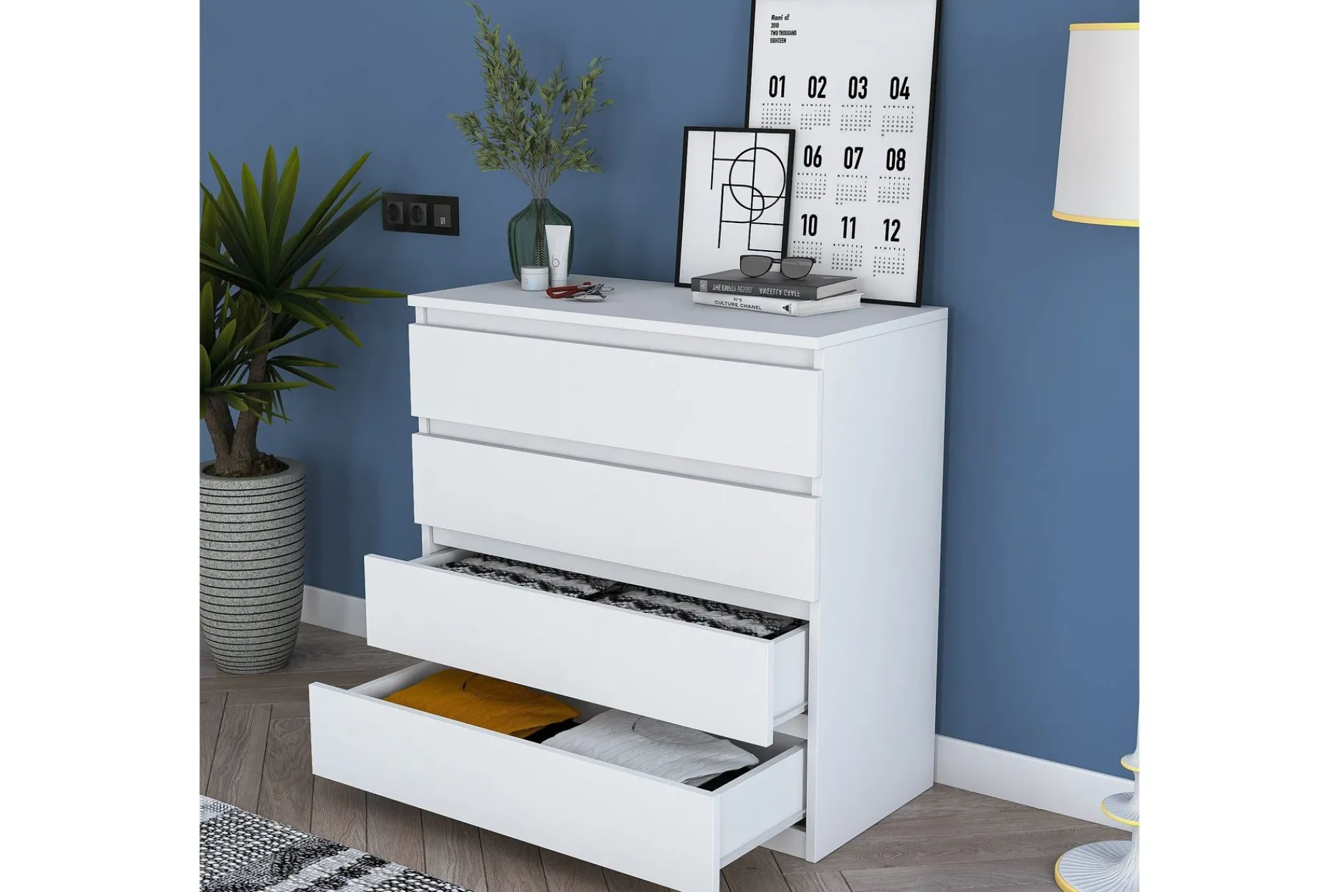 Kommode|Entrekommode-Lukkad Kommode Hvit