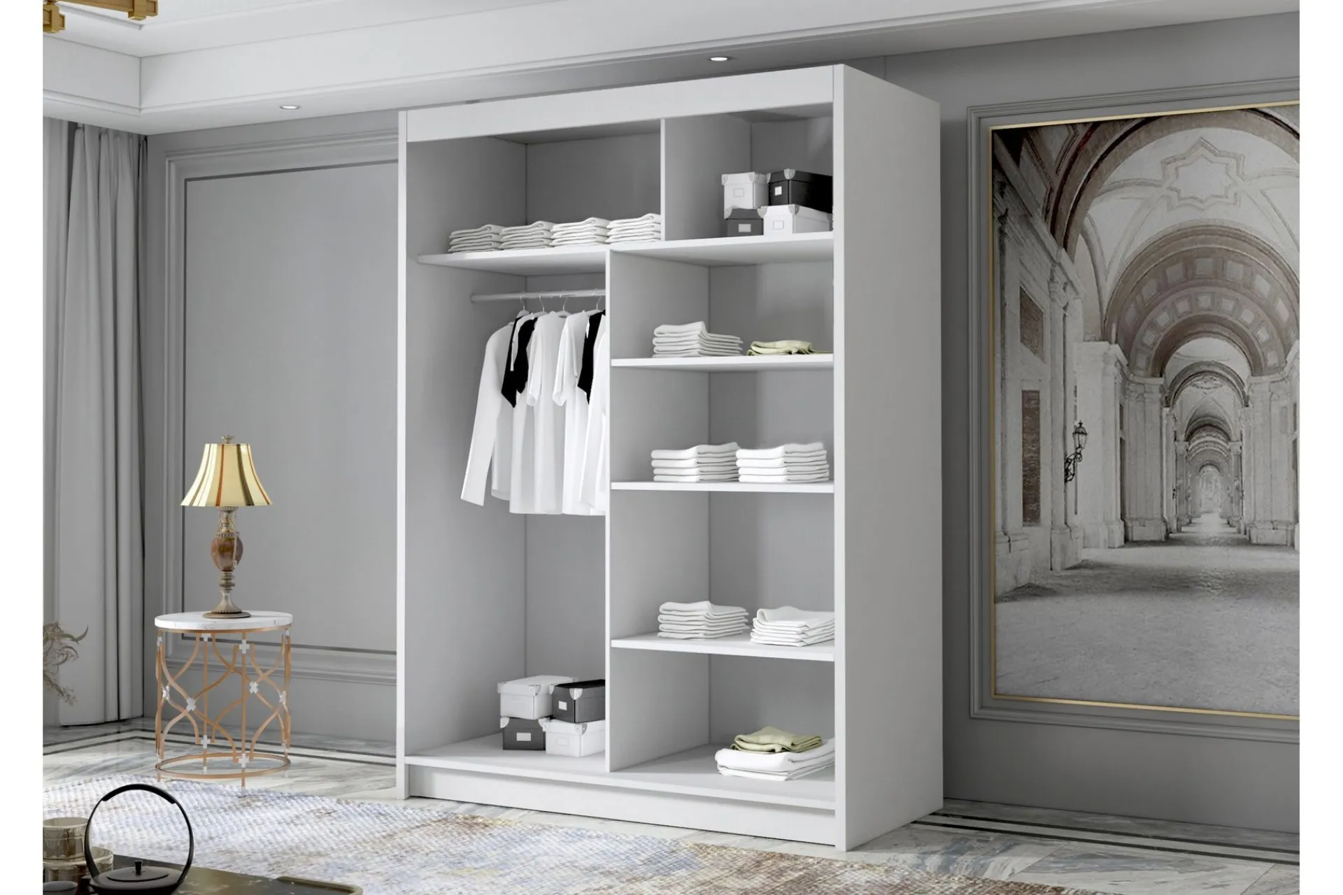 Garderober & Garderobesystem-Lungos Garderobe med Speil 120x200 cm Beige