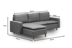 Sofa Med Sjeselong-Lungo Sofa med Sjeselong 4-seter Mørkegrå
