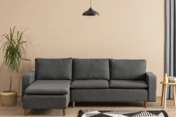 Sofa Med Sjeselong-Lungo Sofa med Sjeselong 4-seter Mørkegrå
