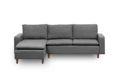 Sofa Med Sjeselong-Lungo Sofa med Sjeselong 4-seter Mørkegrå