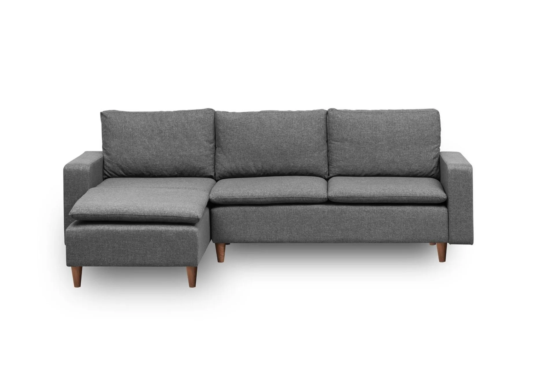 Sofa Med Sjeselong-Lungo Sofa med Sjeselong 4-seter Mørkegrå