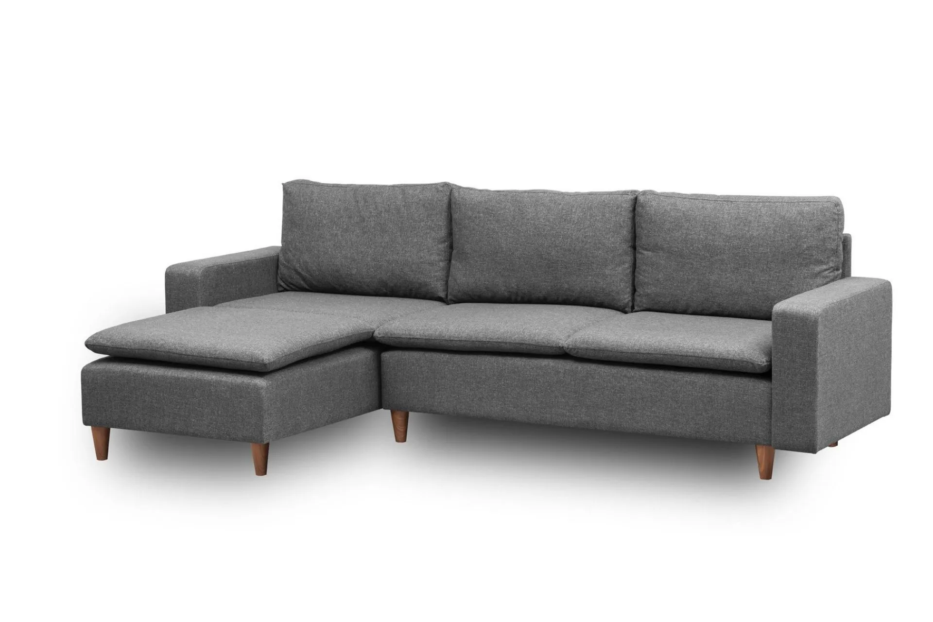 Sofa Med Sjeselong-Lungo Sofa med Sjeselong 4-seter Mørkegrå