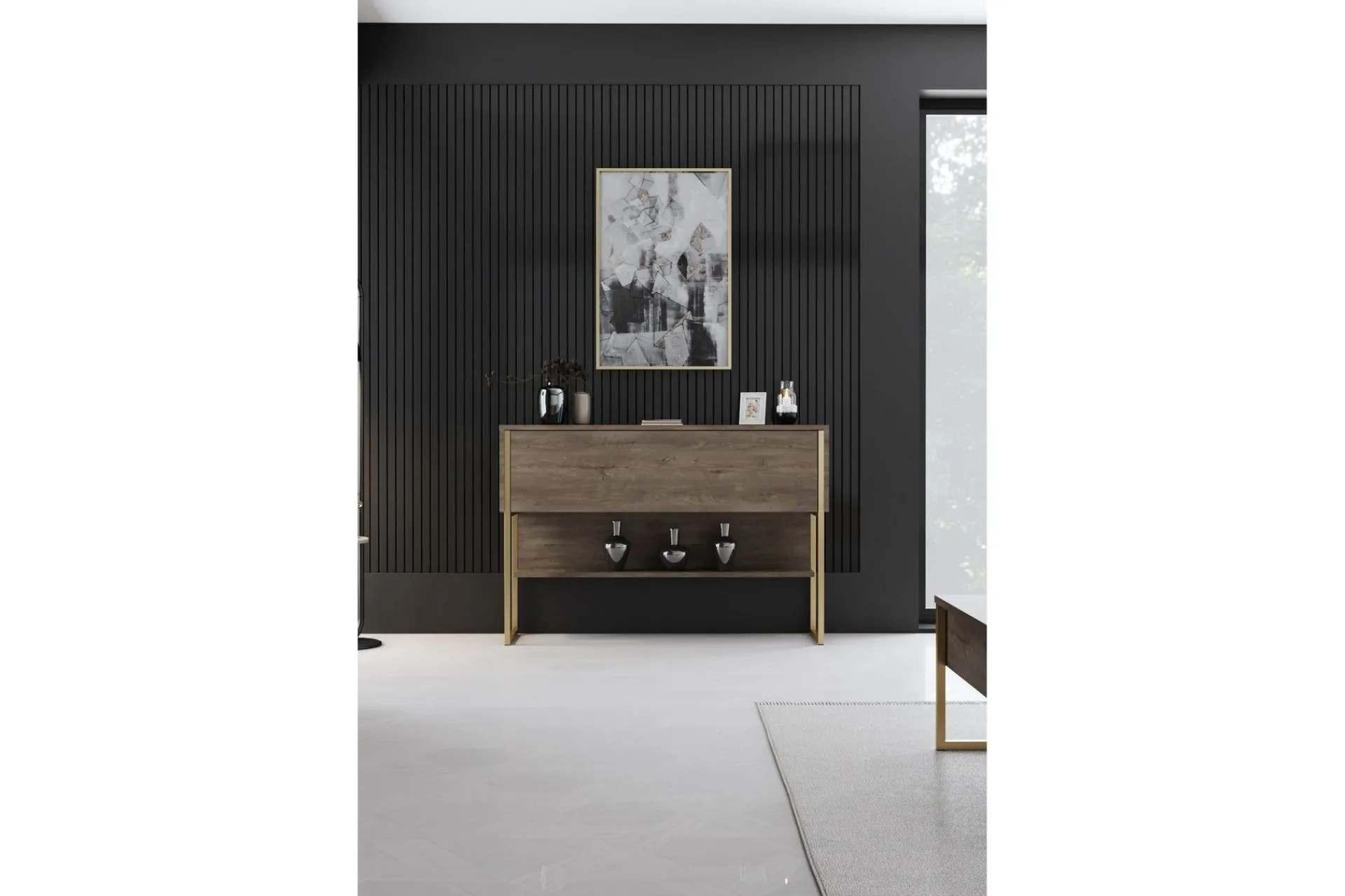 Kommode|Gangoppbevaring-Luxe Kommode 120 cm Gull,Valnöt