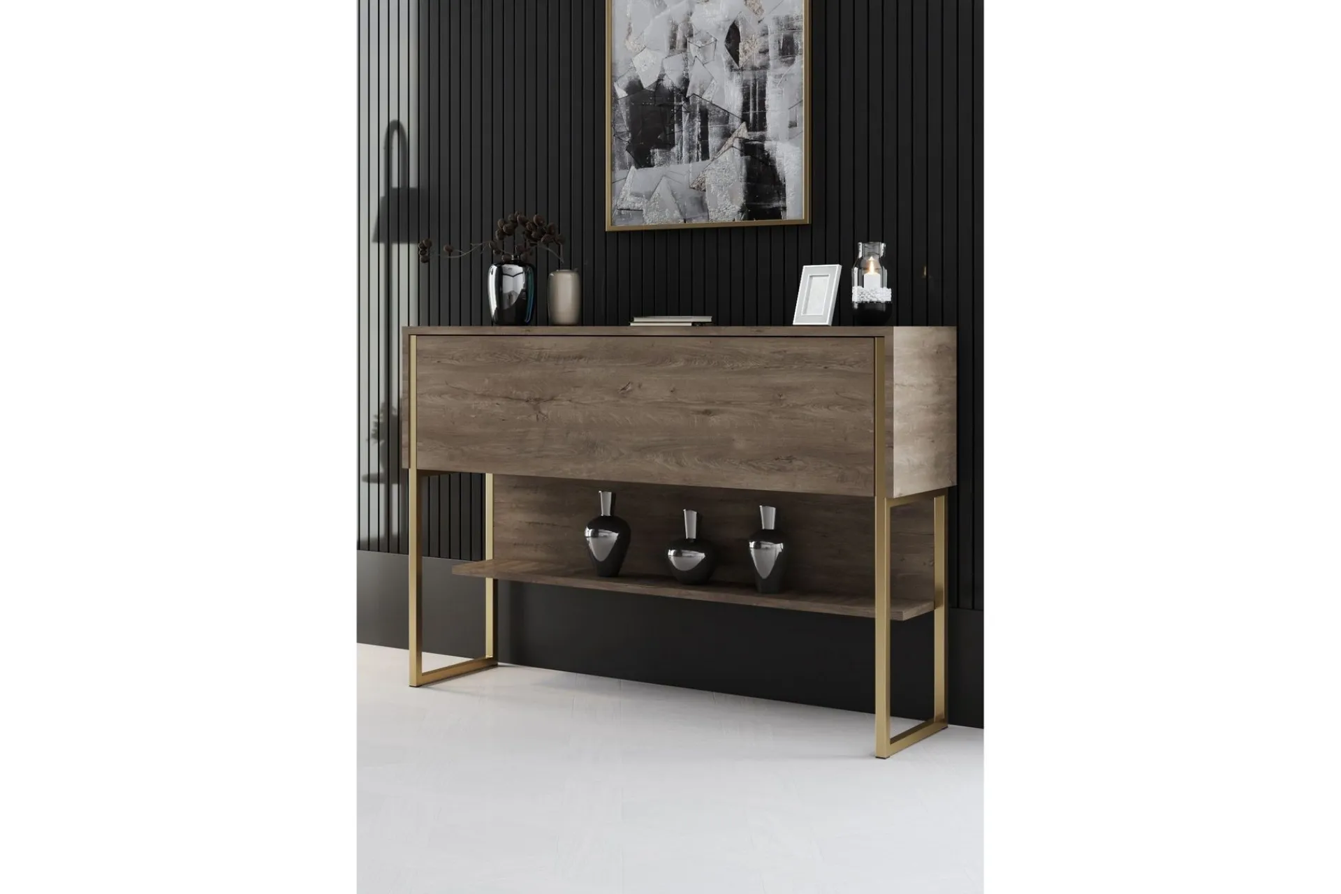 Kommode|Gangoppbevaring-Luxe Kommode 120 cm Gull,Valnöt